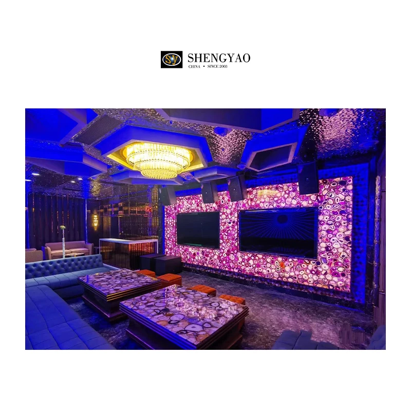Custom Natural Luxury Polished Purple Agate Marble Translucent Stone Slab and Tiles