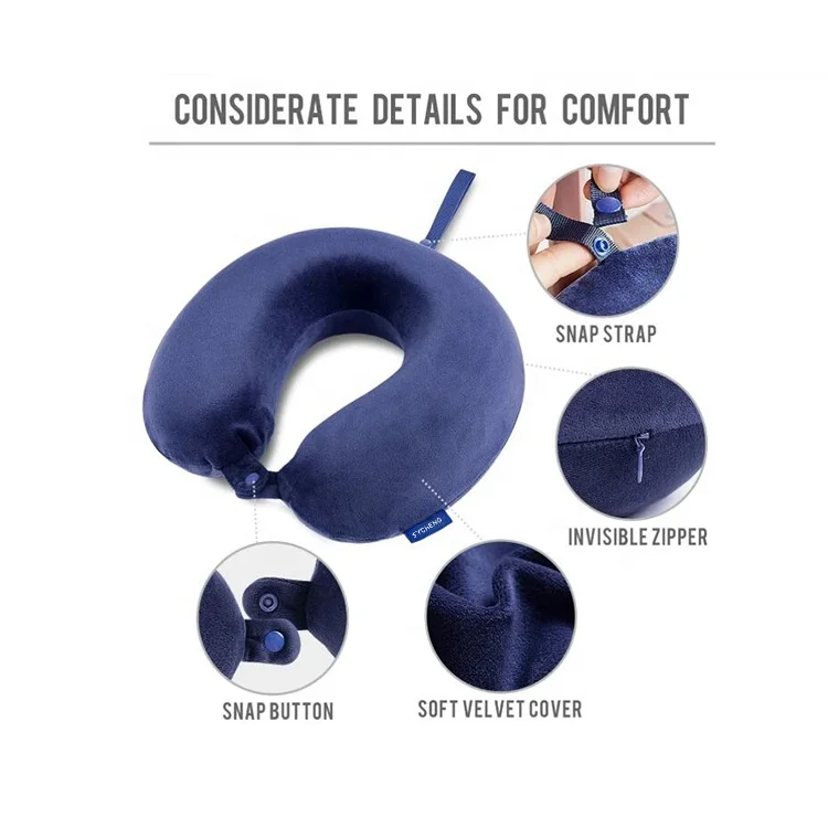 U-shaped Travel Pillow Memory Foam Head Neck Airplane Pillow for Men and Women