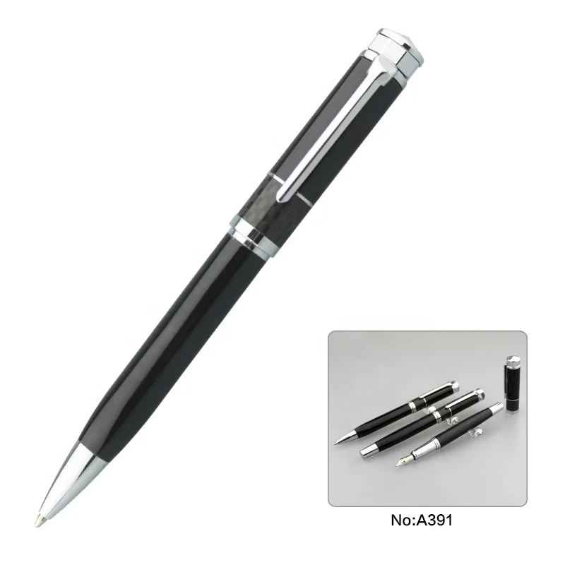 Premium Luxury Gift Ballpoint Advertising Engrave Logo Metal Carbon Fiber Pens