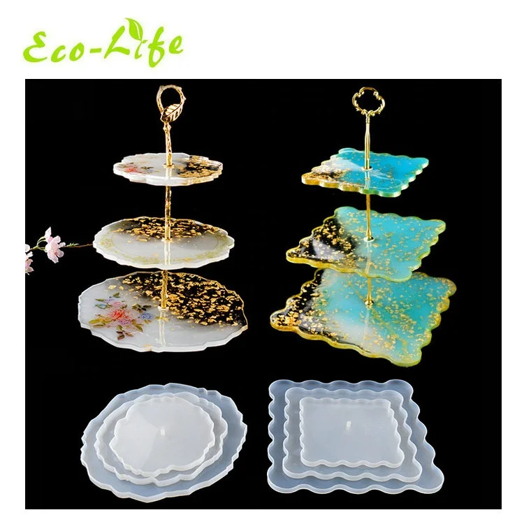 Non-stick Flexible Handmade DIY Serving Trays Silicone 3-Layer Fruit Plates Epoxy Resin Molds