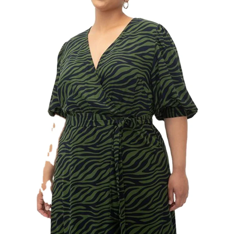 Элегантное Очаровательное платье с запахом, расклешенная юбка с принтом и оборками, женское платье большого размера