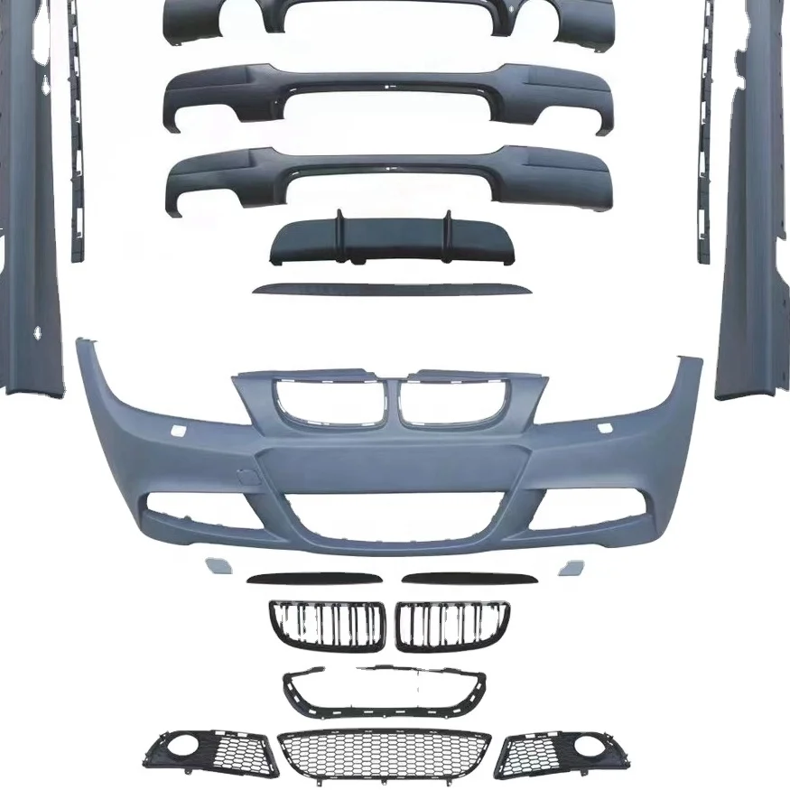 Modified to E90 LCI M-tech style bodykit body kit the front and rear bumper sets for BMW 3 series E90 car parts 2005-2008