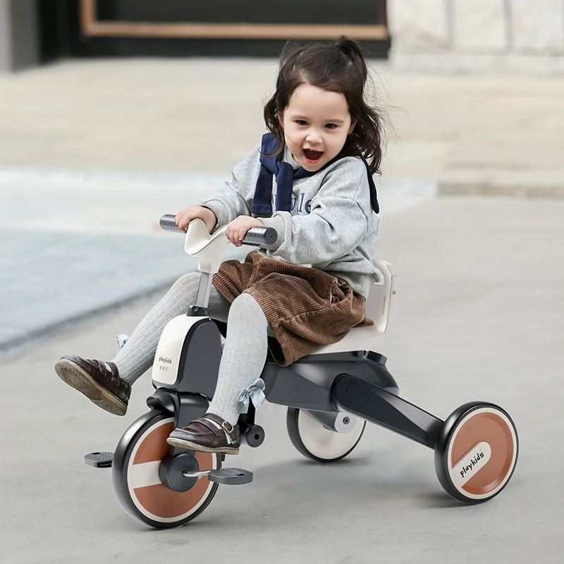 New Arrival 5 To 7 Years Baby Push Bike Umbrella Tricycle Gray Baby Girl Tricycle Gray Happy Baby Tricycle
