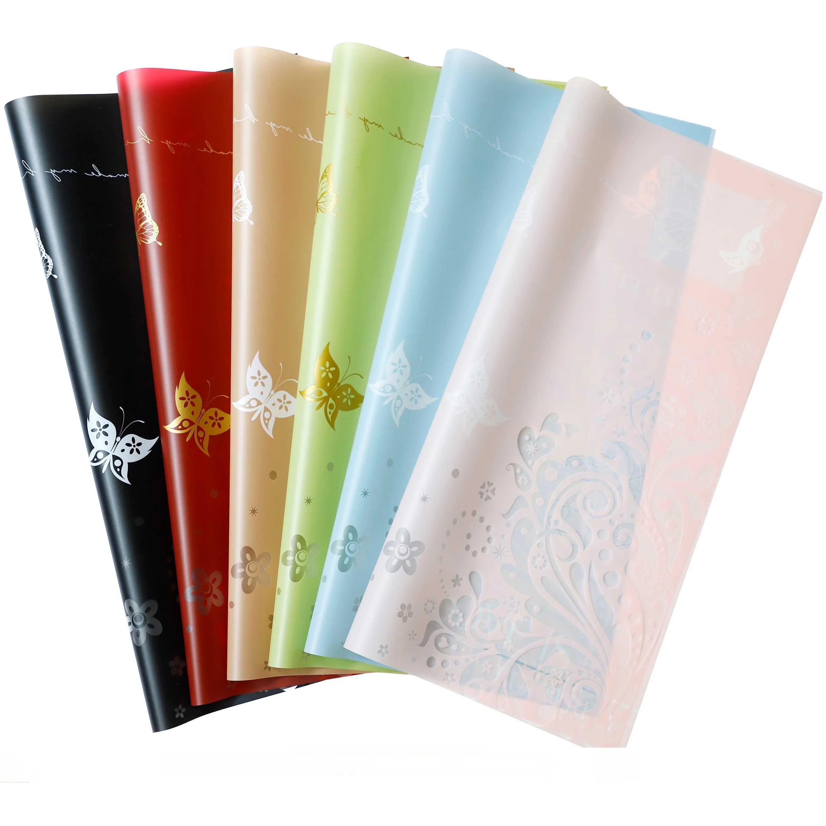 2024 New 58*58cm Butterfly Design Printing Floral Paper Matte Surface Waterproof Flower Wrapping Paper for Flower Shop Wrapper