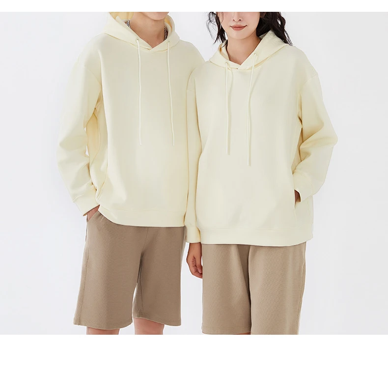 YALI Wholesale Sports Custom Oversize Mens Casual Cotton White Drop Shoulder Plain Hoodie in Bulk