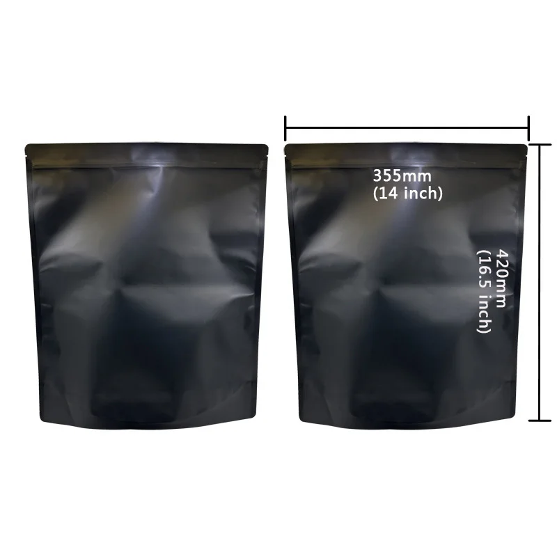 Resealable smell proof food grade matte black 355mm x 420mm 1 pound 1 lb mylar bag