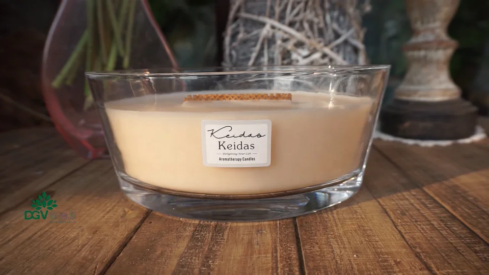 Wooden wick Aromatherapy Candles Candle Jar /unique Oval Boat Glass with Wood Lid Unique Luxury Scented Soy Wax Yankee Style