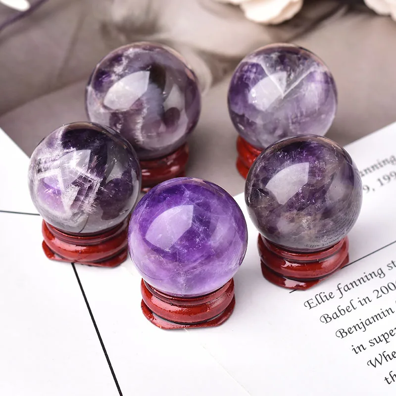 Natural Mineral Healing Stone Crystal Dream Amethyst Ball For Feng Shui Ornaments