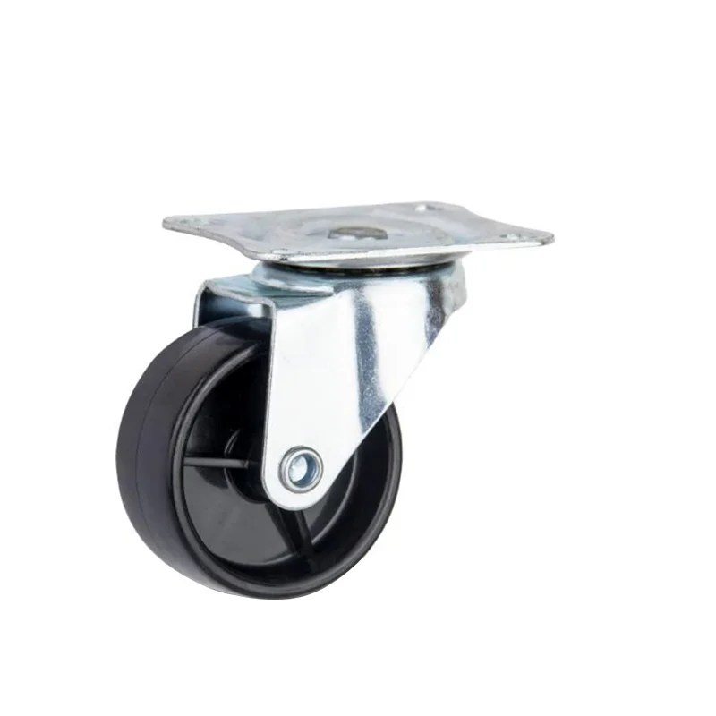 1/1.25/1.5/2 Inch Plastic Swivel Caster Wheels With Stem Furniture Black PP Casters Metal Industrial Wheels For Coffee Table