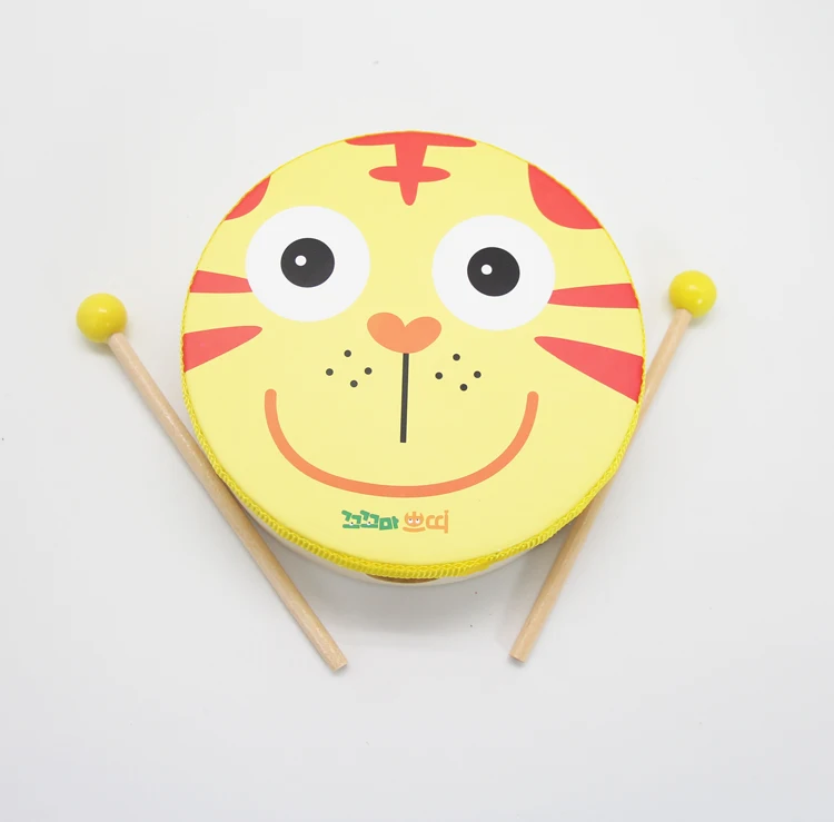 wholesale percussion musical instrumentse colourful cartoon wooden drum with drum stick