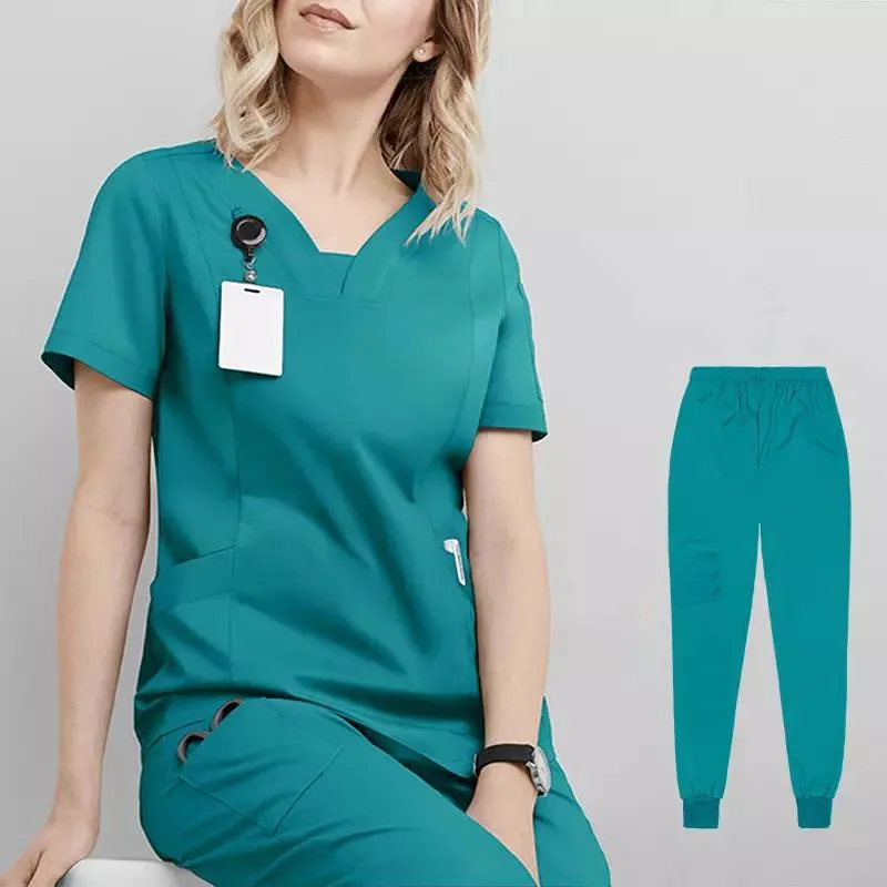 Designer scrubs anti-winkle scrub uniform sets in burgundy nursing scrubs jogger set for doctor medical