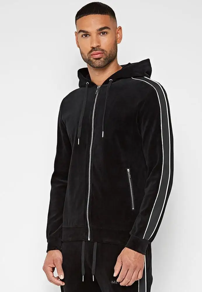 2020 Custom Wholesale China Factory Black Velvet New Design Velour Mens Tracksuits