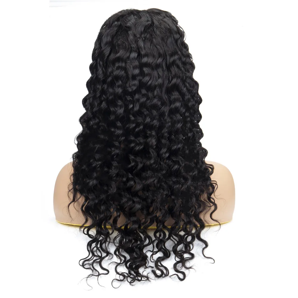 Ready to ship virgin indian remy human hair Preplucked swiss lace loose wave pony lace frontal wig