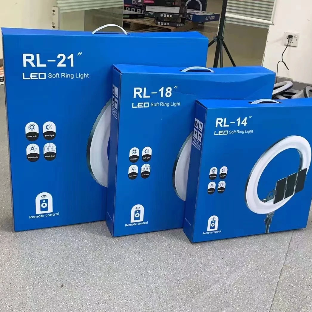 Slamoe High Quality RL-14/18/21 Lamp 3 Color LED Photographic Studio Ring Light with Tripod