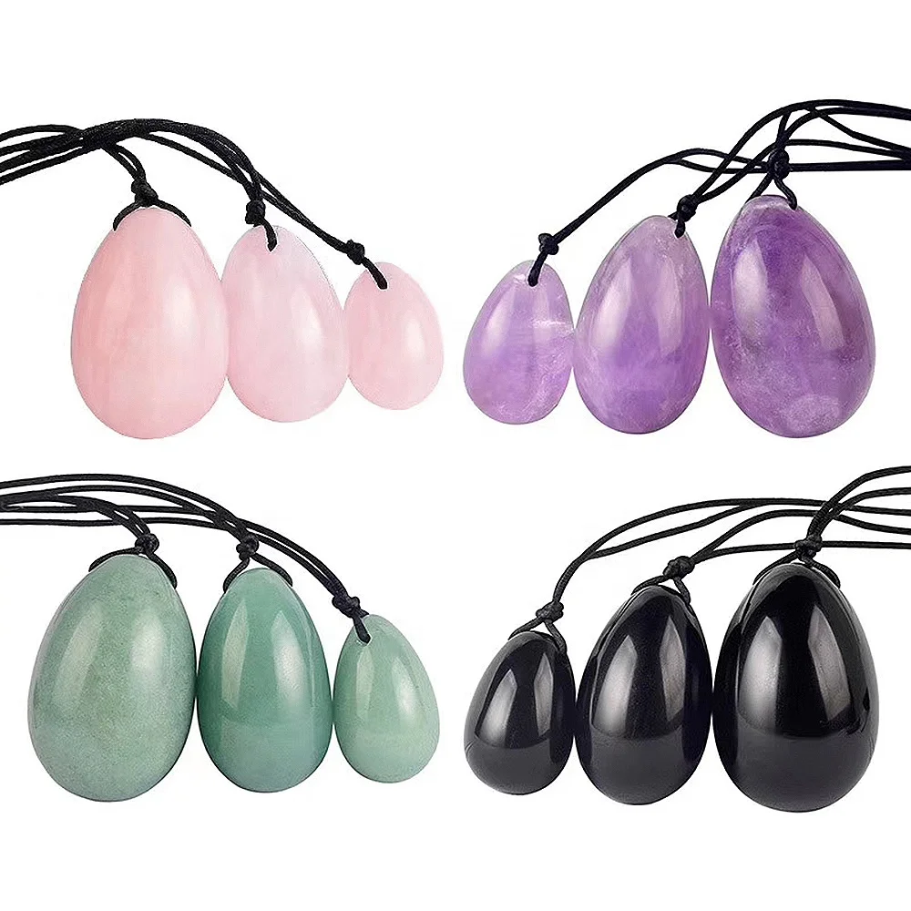  OEM кристалл розовый кварц нефрит Kegel Yoni Egg Set с индивидуальной подарочной