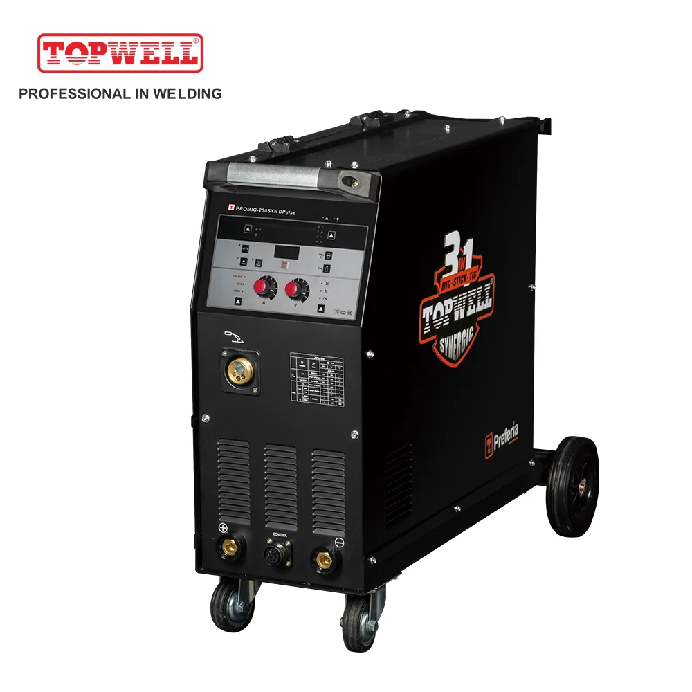 TOPWELL PROMIG-250SYN DP  Good Quality Pulse 250 amp Mig Welder Mig Tig Welder Aluminum wsme 250 Welding Machine 3 in 1