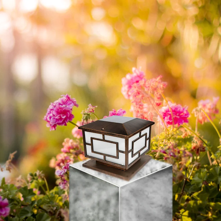 
High new quality CE solar garden light;outdoor Solar LED Garden Lighting stone pillar lamp 