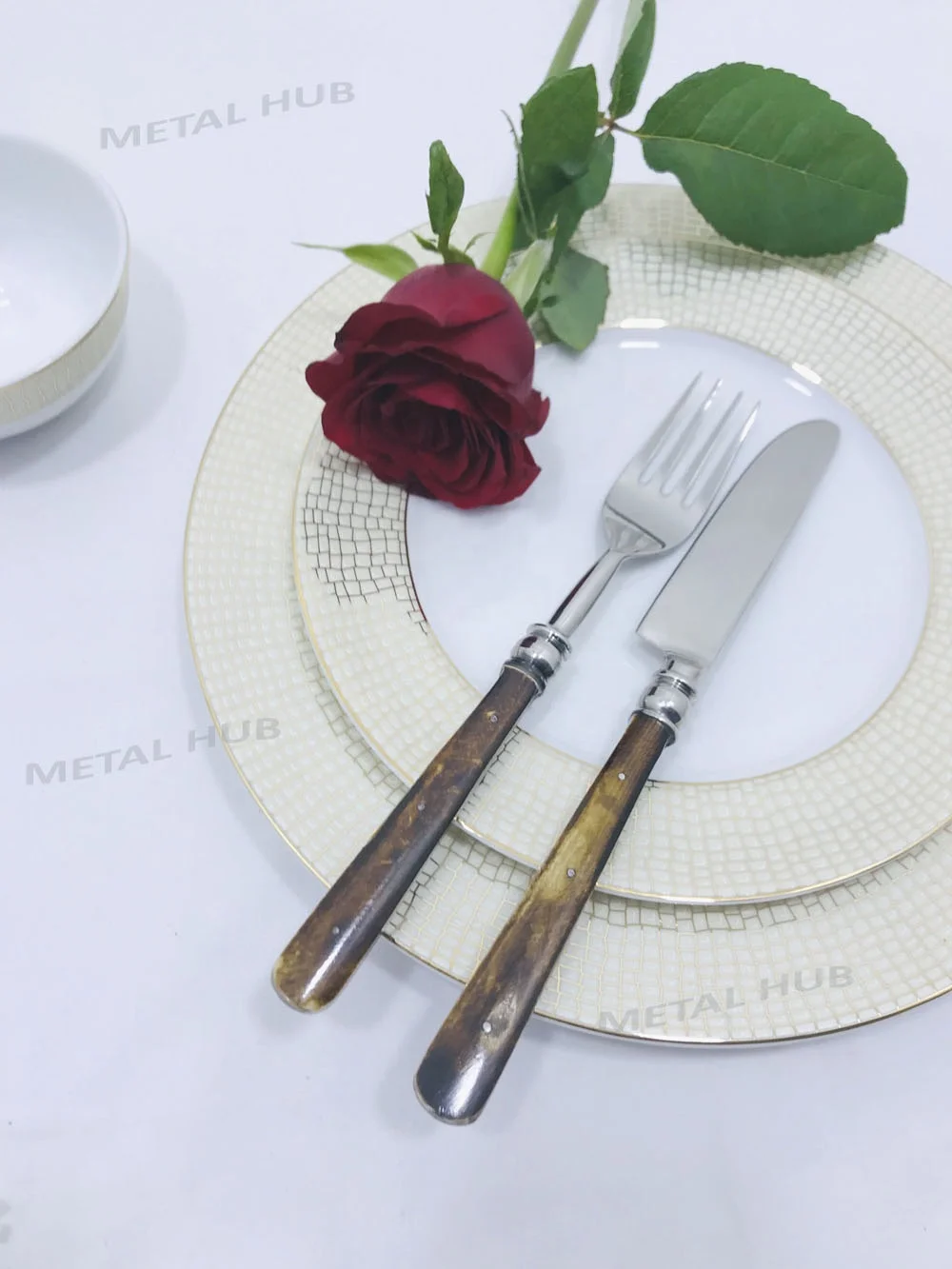 Stainless Steel Flatware Set With Bone Inlay Handle S/5 or S/7, Wedding & Parties Cutlery