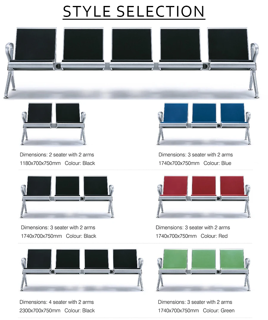 3-seater Public Waiting Chair Hospital Chair Hospital Furniture for Hospital and Air Port Commercial Furniture Contemporary Foam