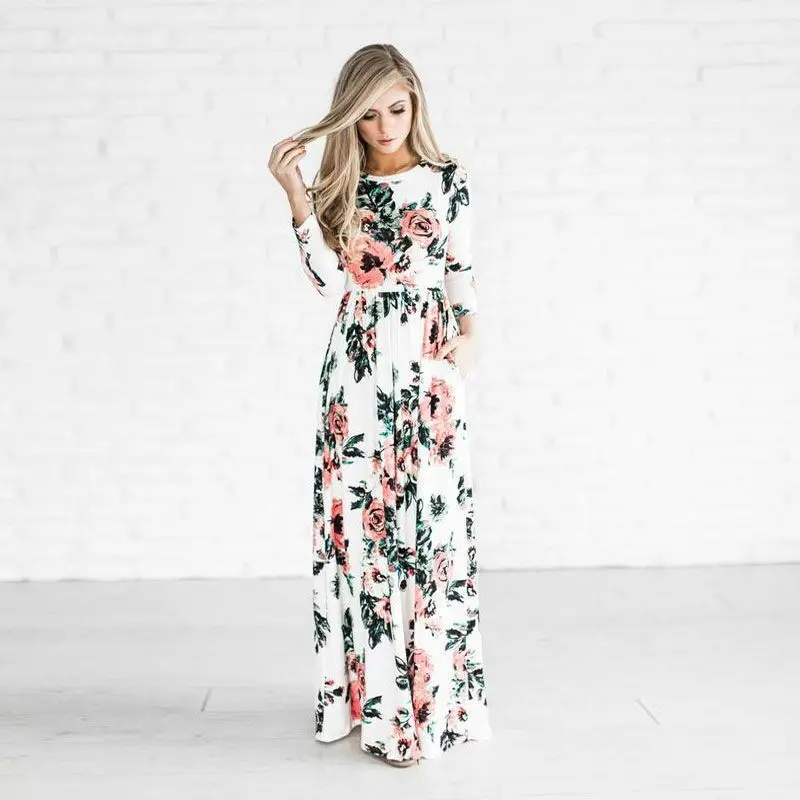 2019 Summer Wholesale Wrap Elegant Sweet Floor Length Floral Lace Top Pencil Maxi Beach Long Dress