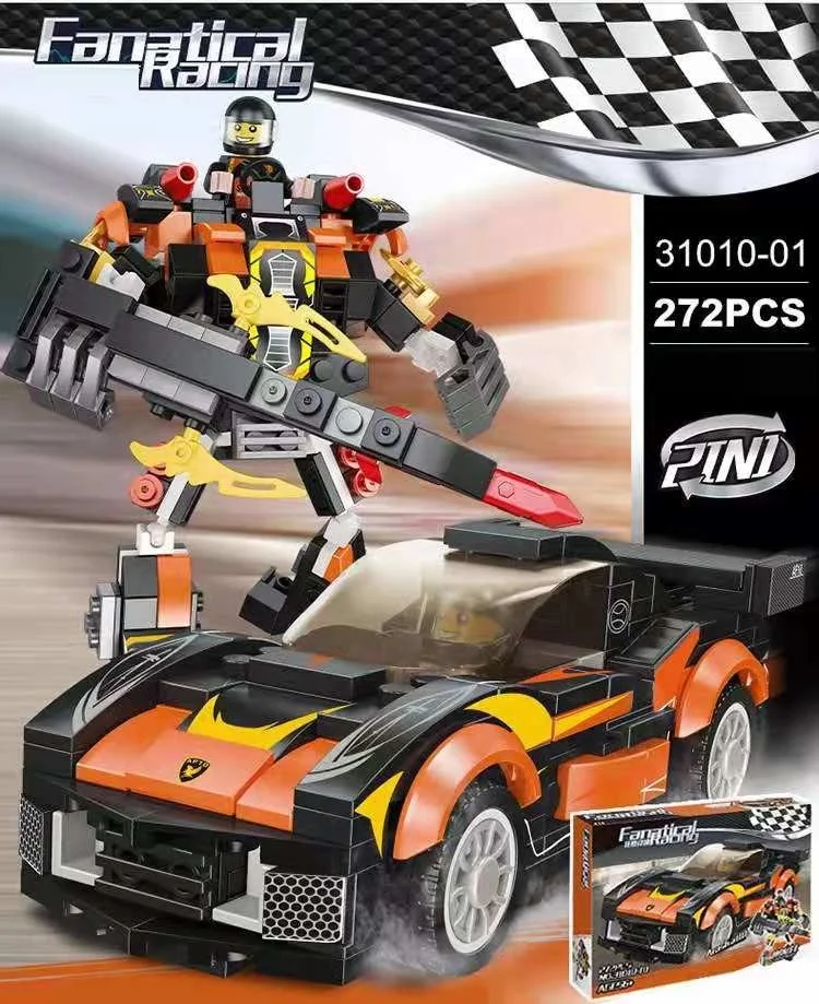 RTS Legoing 4 Types Racing Car Mixed Transform Robot Blocks Set Stem DIY Building Blocks Toys For Kid Wholesale OEM ODM