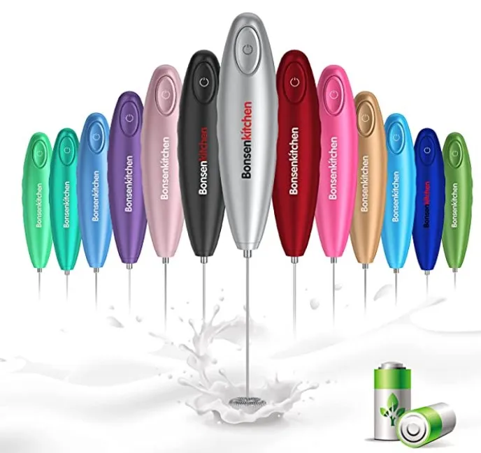 Electric Milk Frother, Automatic Milk Foam Maker for Bulletproof coffee, Matcha, Hot Chocolate Stainless Steel Whisk Battery