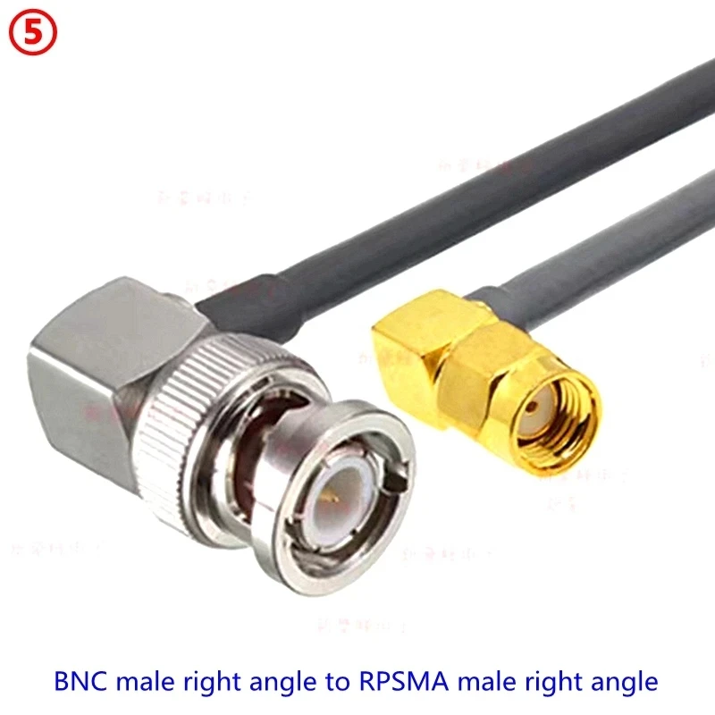 Q9 BNC Male To SMA Male Crimp for RG58 Coax Extension Connector RPSMA Male To BNC Right Angle Cable Fast Delivery Brass RF