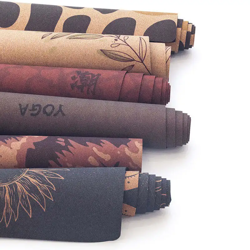 Yoga Mat Cork Custom Logo Printed Eco Friendly Durable Non-slip Cork Natural Rubber Customized Yoga Mats Pilates Mat