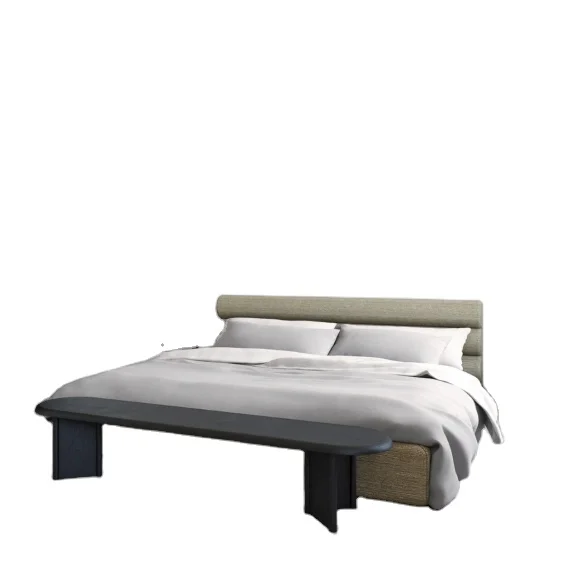 2024Family Hotel Bedroom Furniture Luxury Modern Leather Extra Large Upholstered Hotel Bed