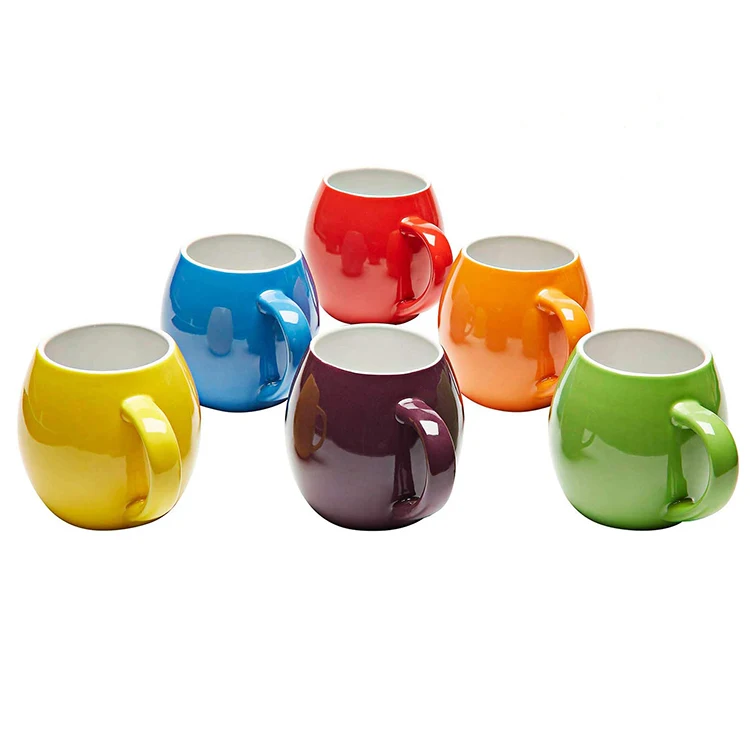 
 Онлайн продажа amazon mail заказ 14 унций Глянцевая желтая керамическая кофейная кружка для завтрака  