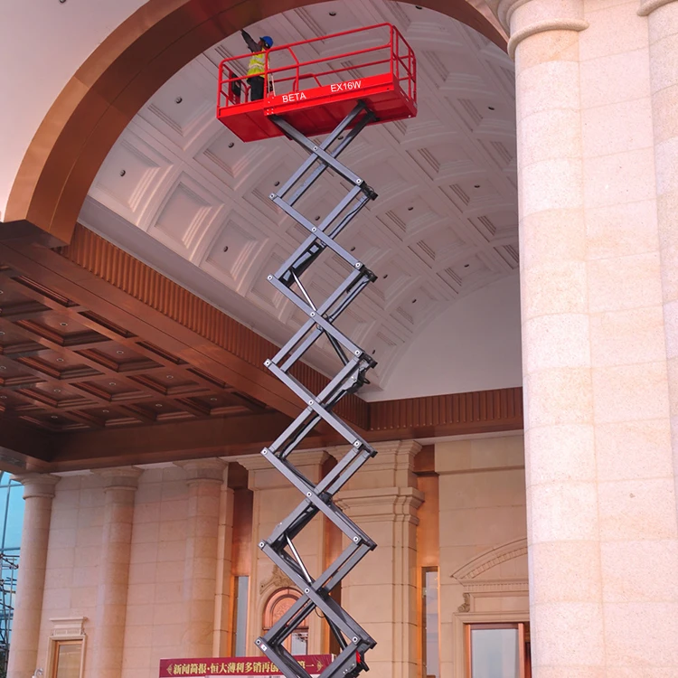 EX16W 16m самоходный гидравлический Электрический одобренный Ce ножничный подъемник производитель Индия 230 кг