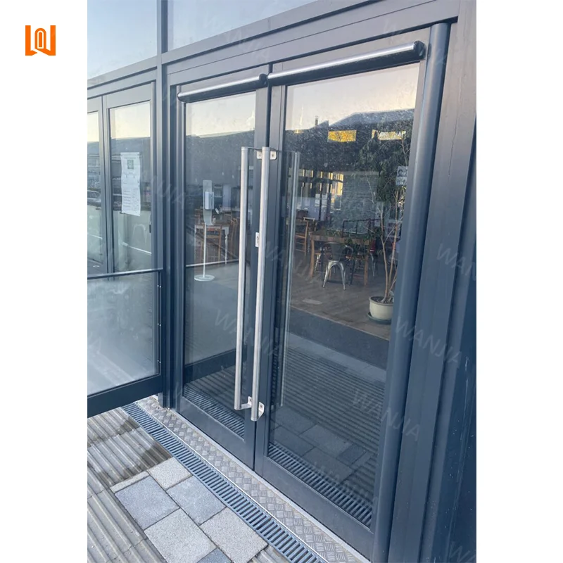 WANJIA Customized Wholesale Front Entry Pivot Doors Commercial French Pivot Doors Exterior Entry French Aluminum Doors