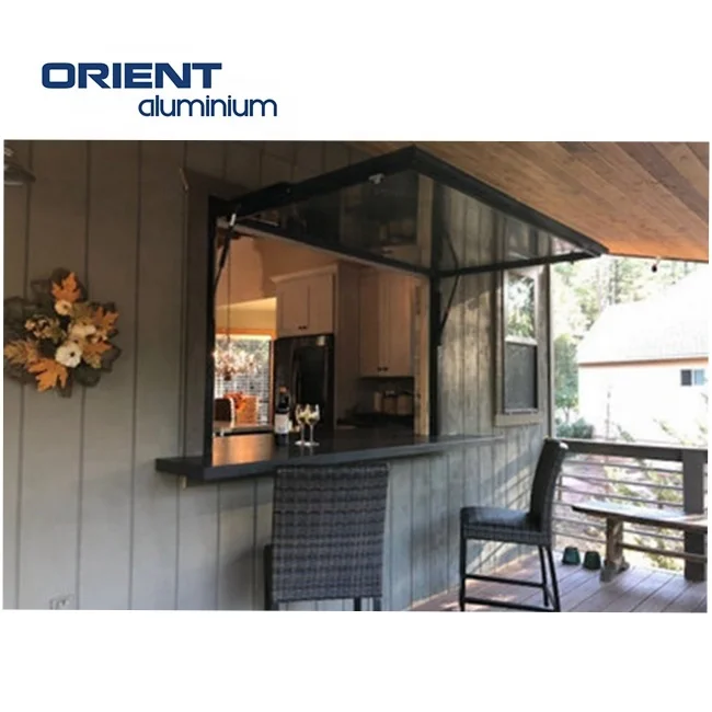 Aluminium Bi fold Window Fold Up Glass Windows American Vertical Roll Up Grid Folding Window For Bar Shop Coffee