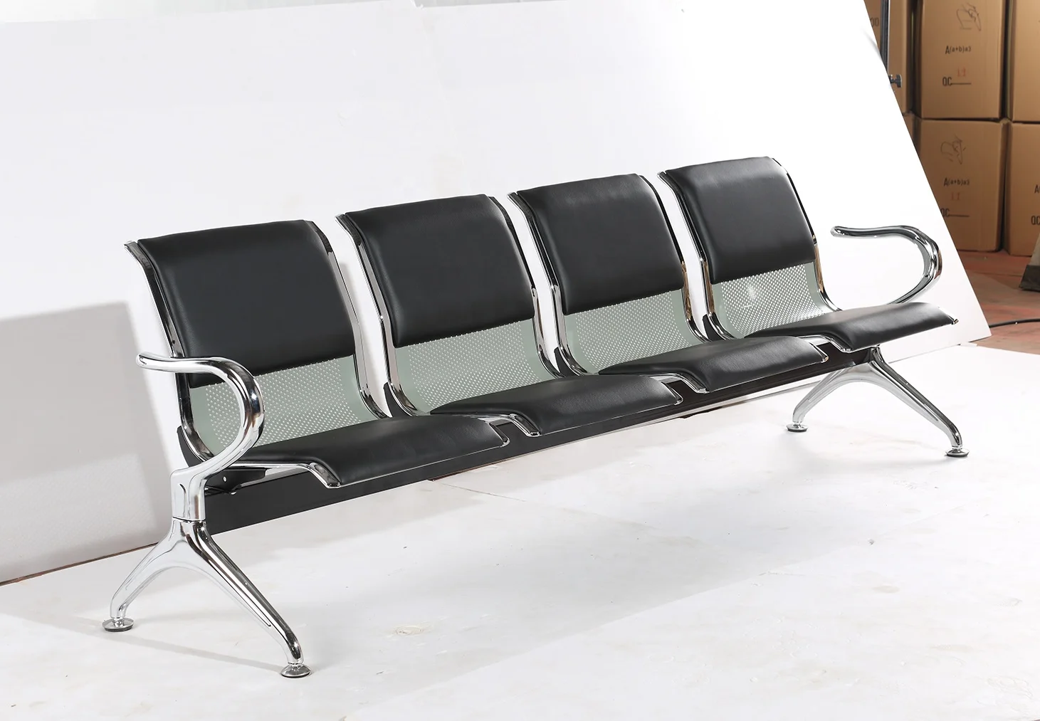 Hot Sell 3/4/5 seater PU Cushion Waiting Room Bench Airport Chair Hospital Waiting Chair aluminum waiting chair