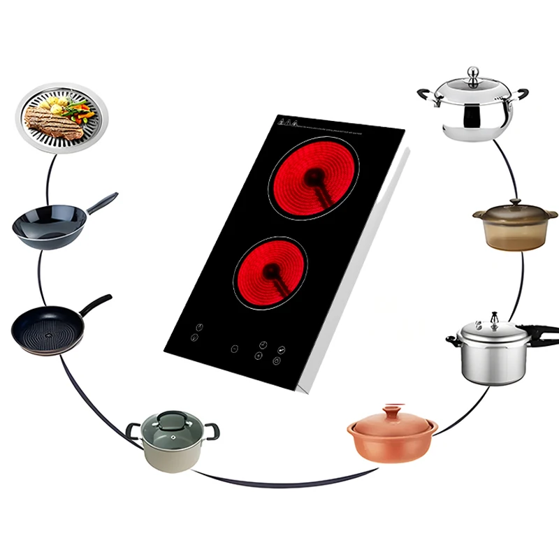Good Quality Touch Screen 3000W 9 Power Sensor Control Electric Double Ceramic Induction Infrared Cooker