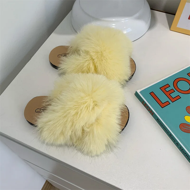 High quality winter indoor outdoor nonslip fashionable warm slippers for kids girls