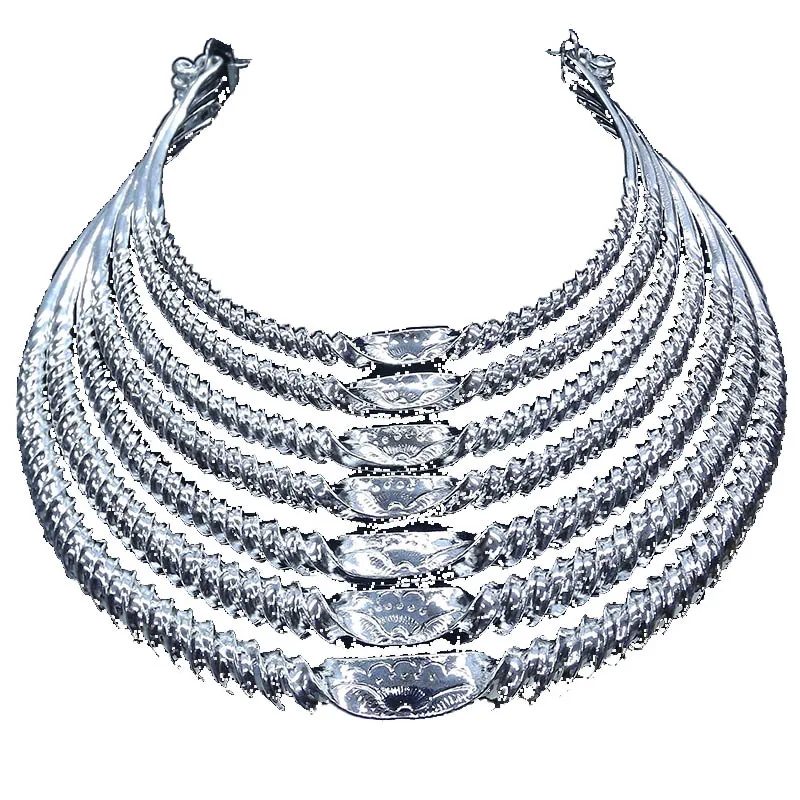 Depth  Chinese Miao Hmong ethnic necklaces aluminum plated silver Accessories Culture Feat