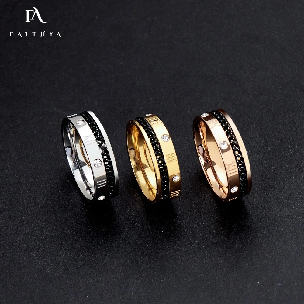 Роскошное кольцо FR2483 дизайнерское из нержавеющей стали с римскими цифрами