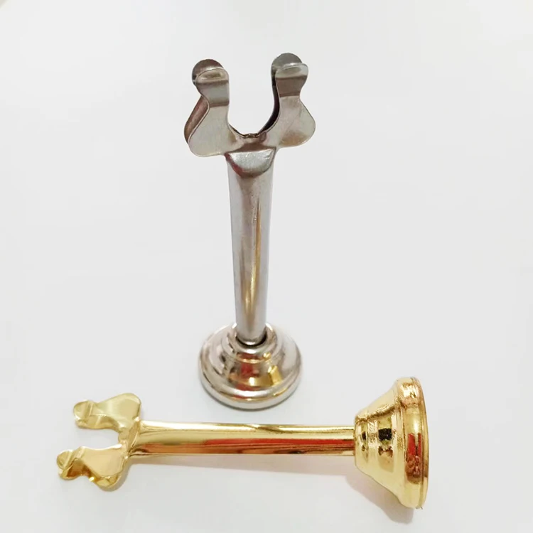 Harp style metal  table number menu clip holder with heavy cast base