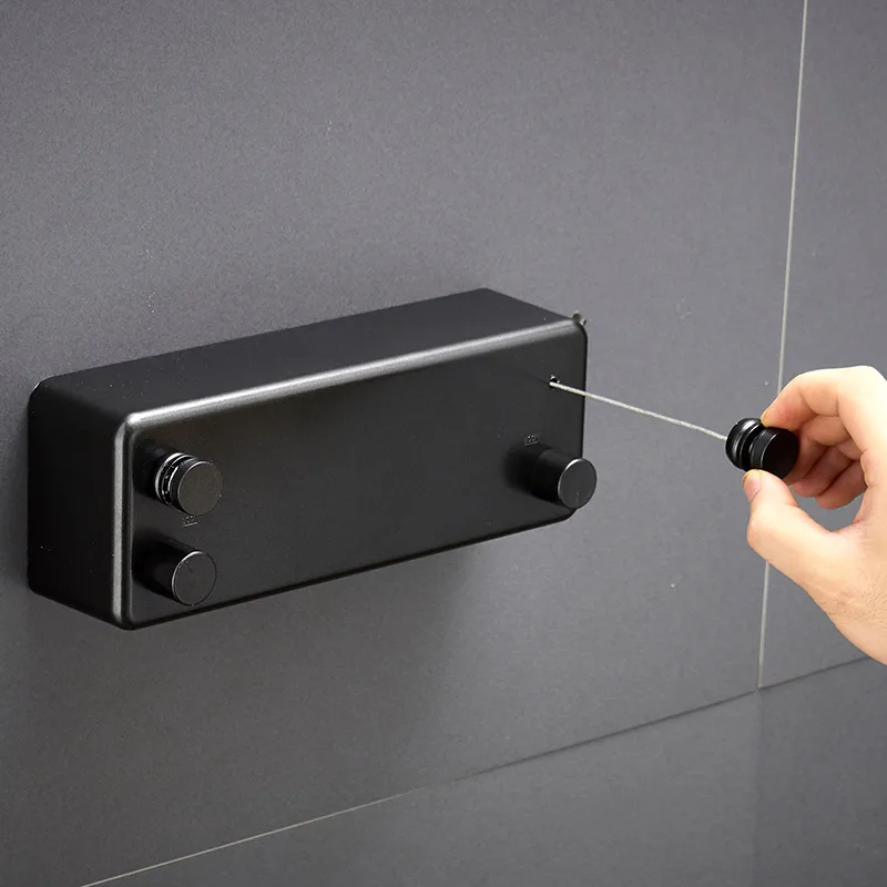 High quality black retractable clothesline double line outdoor portable wall mounted clothes line