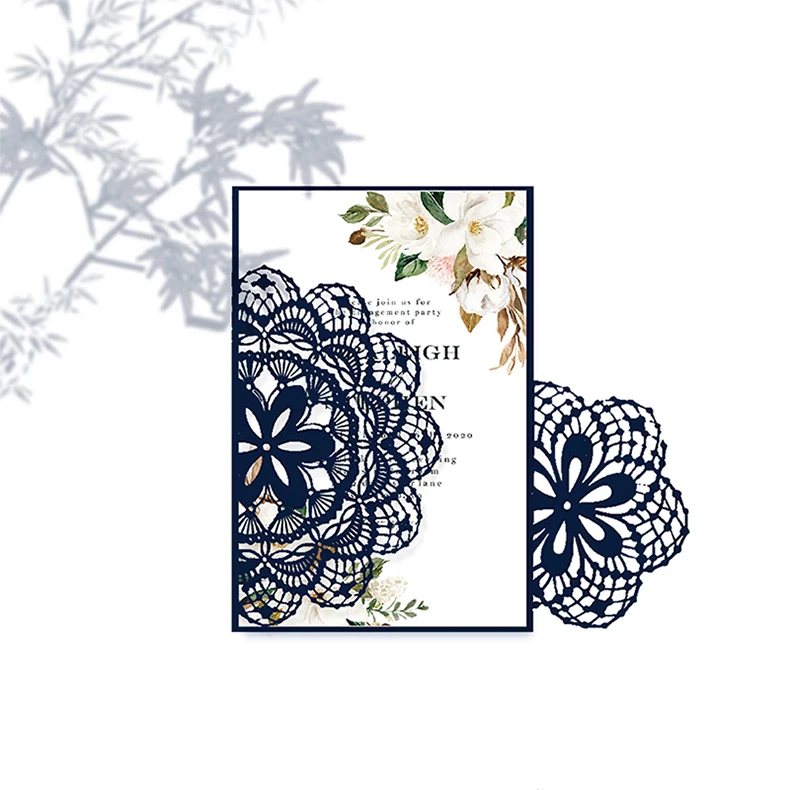 Glitter Wedding Invitation Card Party Laser Cut Gold Silver Elegant Royal Design Marriage