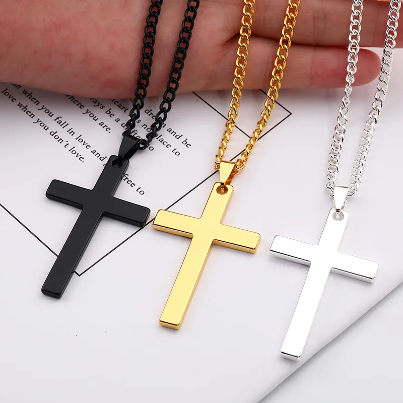Hot Selling Fashion Titanium Stainless Steel Cross Pendant Necklace Jewelry for Women and Men