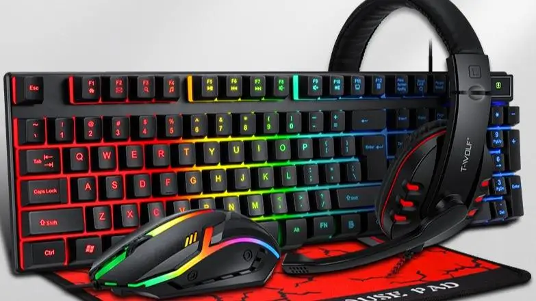 Gaming Combo TF800 Wired PC Universal RGB 4 in 1 Gaming Combo Set Keyboard and Mouse Headphones Mouse Pad