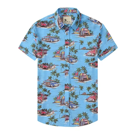 2022 New Summer Hawaiian Shirt Casual Beach Shirts Custom  Design Shirt for Men