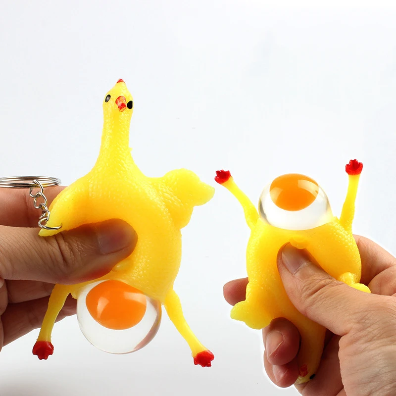 Best Selling Fidget Toys Chicken Novelty Squeeze Laying Egg Hen Keychain Anti Anxiety Sensory Stress Relief Toys
