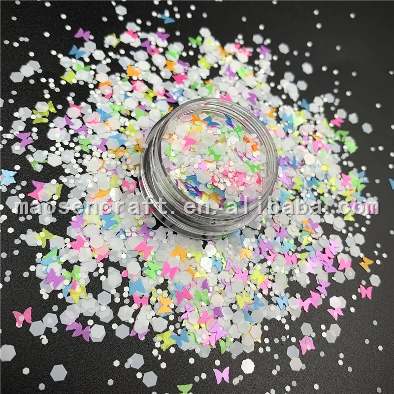 Bulk Neon Butterfly Mixed Shape Glitter for Decoration