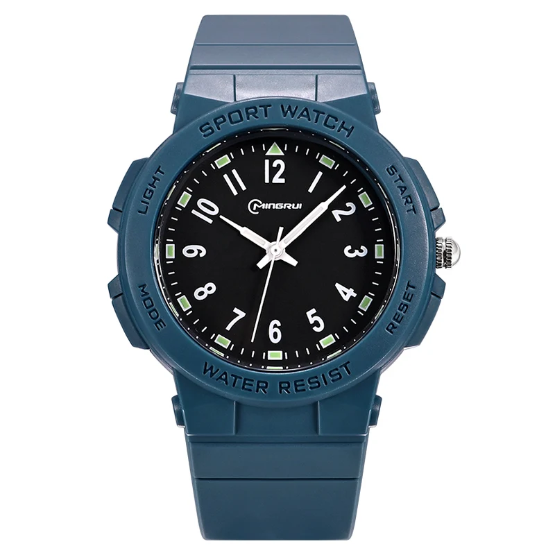 Mingrui hot selling factory price candy colorful 30M waterproof sport quartz watch for boy girl