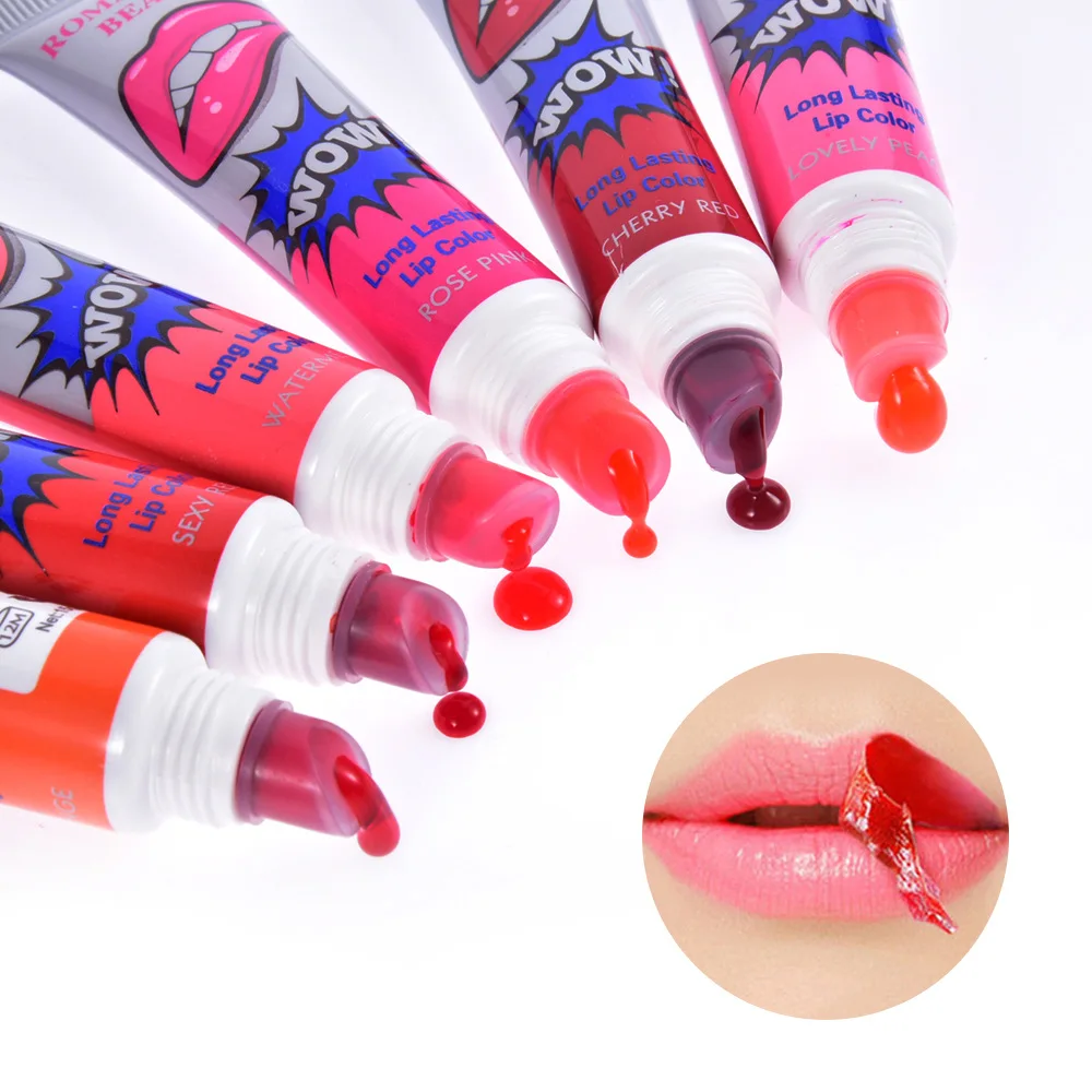 6 Colors Peel Off Liquid Lipstick Waterproof Long Lasting Lip Gloss Tear Off Makeup Tattoo Lip Gloss Lip Tint Cosmetic