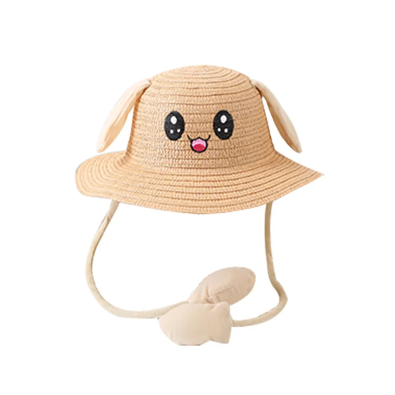 Sun bucket protection children cute animal summer air pumping korea bunny rabbit straw moving ear hat