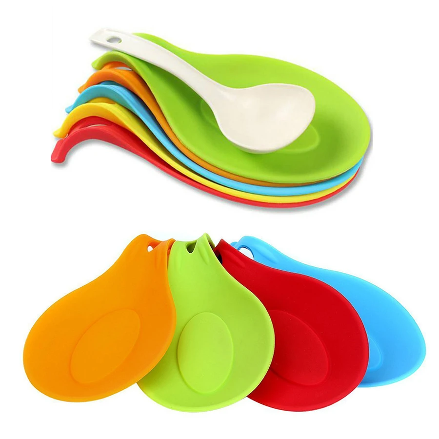 Storage Rack Spatula Chopsticks Holder Non-Slip Pad Heat Resistant Cooking Kitchen Tool Silicone Spoon Rest